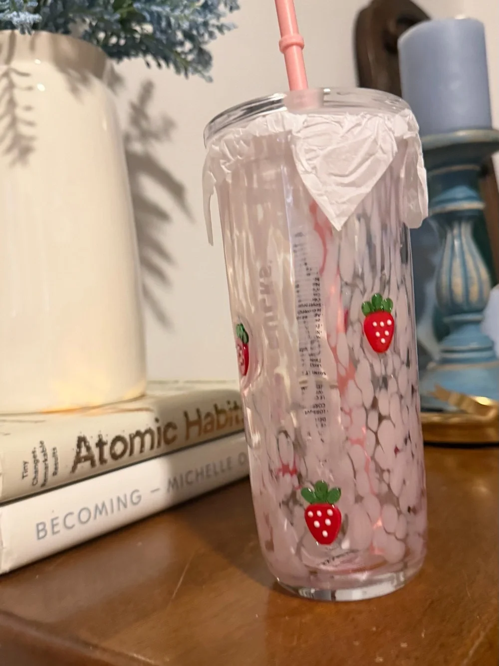 Starbucks 2026 Strawberry Pink Drink Glass Cold Cup Tumbler 16oz With Straw NEW